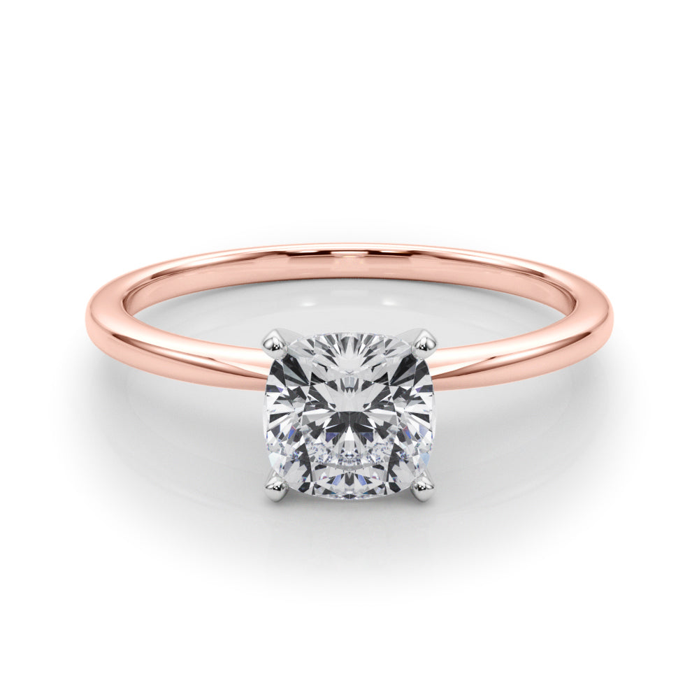 LUMEO Cushion Solitaire Diamond Engagement Ring Set in 18k Solid Rose Gold 