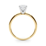 LUMEO Cushion Solitaire Diamond Engagement Ring Side View in 18k Solid Yellow Gold 