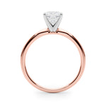 LUMEO Cushion Solitaire Diamond Engagement Ring Side View in 18k Solid Rose Gold 