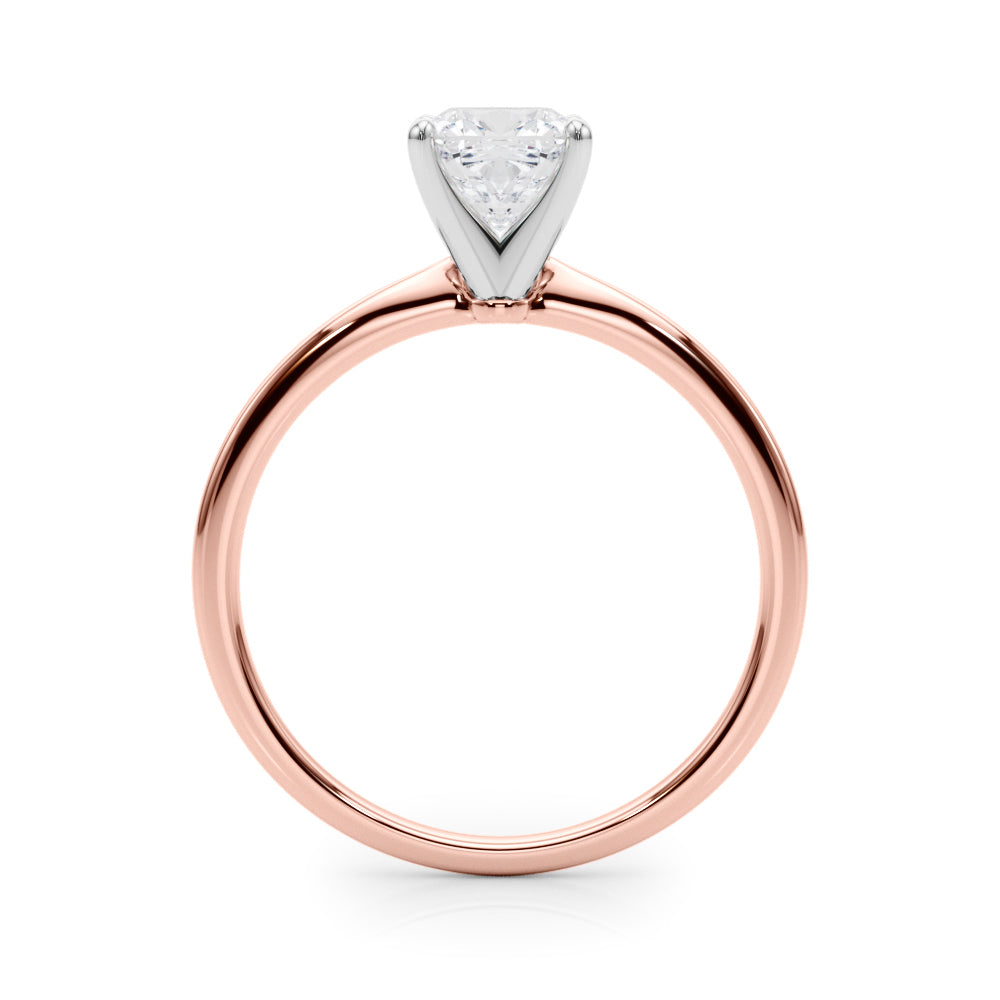 LUMEO Cushion Solitaire Diamond Engagement Ring Side View in 18k Solid Rose Gold 