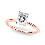 LUMEO Emerald Solitaire Diamond Engagement Ring Front View in 18k Solid Rose Gold 