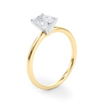 LUMEO Emerald Solitaire Diamond Engagement Ring Angle View in 18k Solid Yellow Gold 