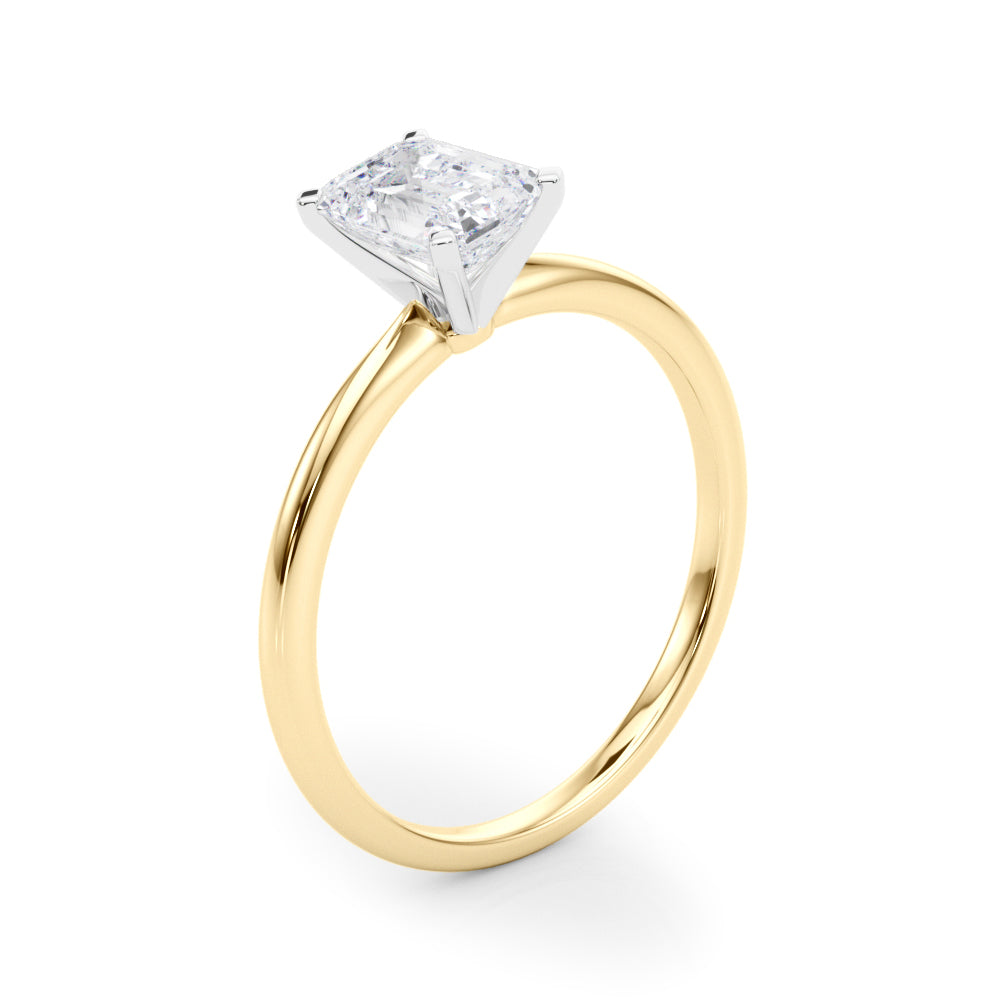 LUMEO Emerald Solitaire Diamond Engagement Ring Angle View in 18k Solid Yellow Gold 