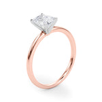 LUMEO Emerald Solitaire Diamond Engagement Ring Angle View in 18k Solid Rose Gold 