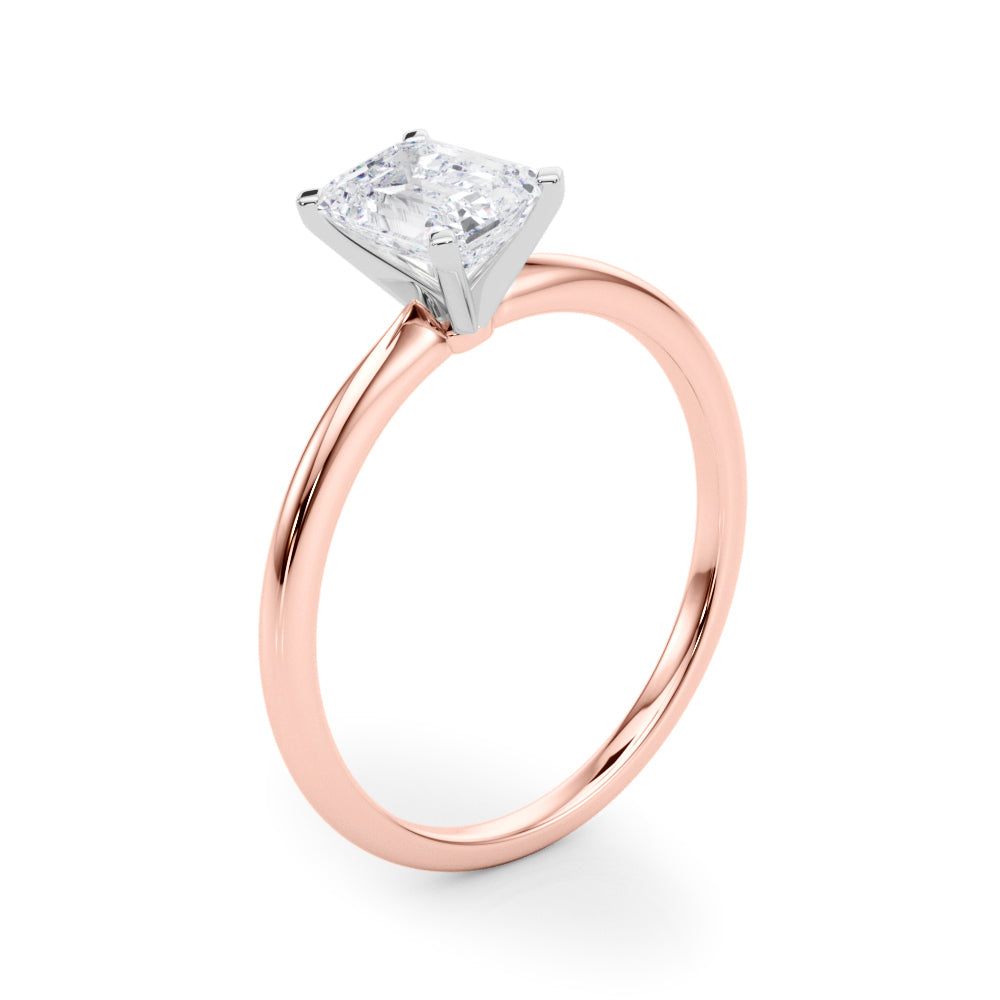 LUMEO Emerald Solitaire Diamond Engagement Ring Angle View in 18k Solid Rose Gold 