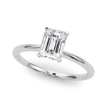 LUMEO Emerald Solitaire Diamond Engagement Ring Front View in Platinum 
