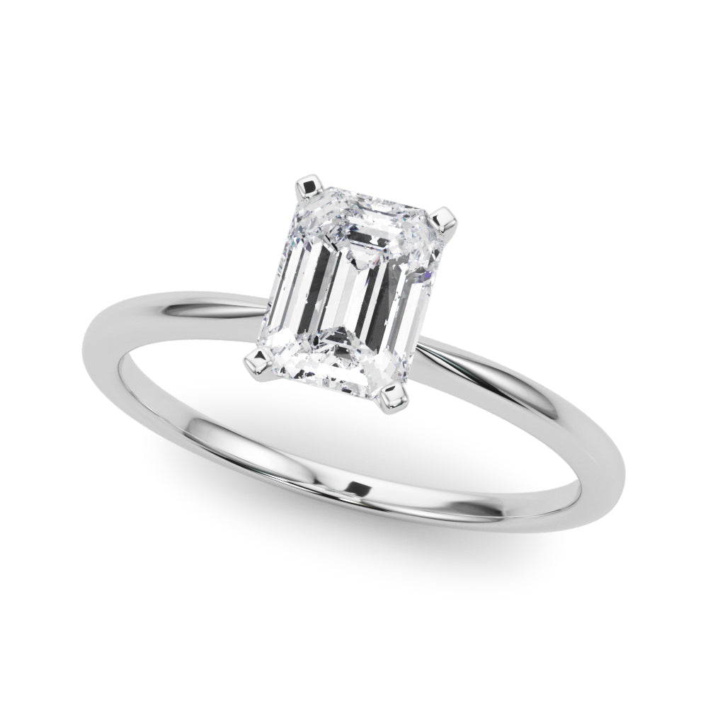 LUMEO Emerald Solitaire Diamond Engagement Ring Front View in Platinum 