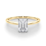 LUMEO Emerald Solitaire Diamond Engagement Ring Set in 18k Solid Yellow Gold 
