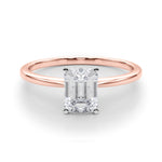 LUMEO Emerald Solitaire Diamond Engagement Ring Set in 18k Solid Rose Gold 