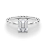 LUMEO Emerald Solitaire Diamond Engagement Ring Set in Platinum 