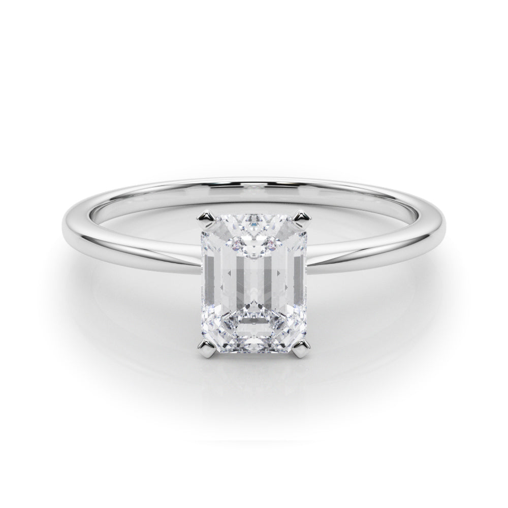 LUMEO Emerald Solitaire Diamond Engagement Ring Set in Platinum 