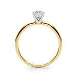 LUMEO Emerald Solitaire Diamond Engagement Ring Side View in 18k Solid Yellow Gold 