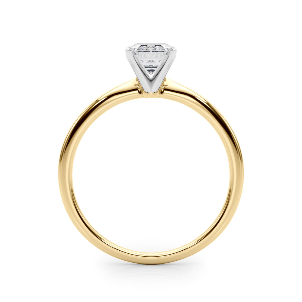 LUMEO Emerald Solitaire Diamond Engagement Ring Side View in 18k Solid Yellow Gold 