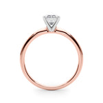 LUMEO Emerald Solitaire Diamond Engagement Ring Side View in 18k Solid Rose Gold 