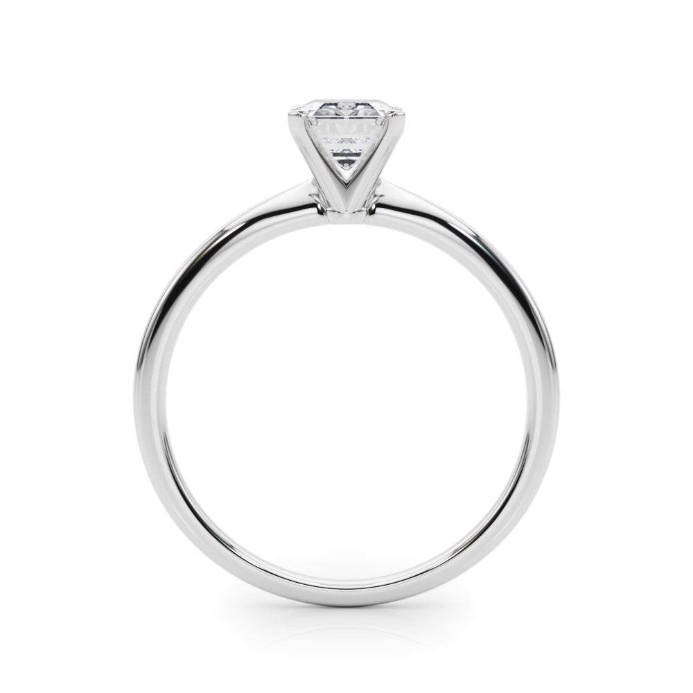 LUMEO Emerald Solitaire Diamond Engagement Ring Side View in Platinum 