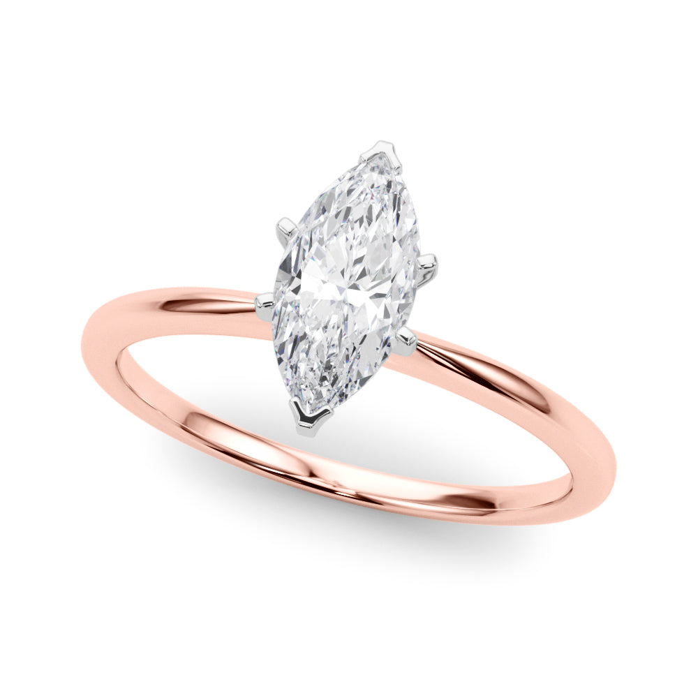 LUMEO Marquise Solitaire Diamond Engagement Ring Front View in 18k Solid Rose Gold 