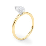 LUMEO Marquise Solitaire Diamond Engagement Ring Angle View in 18k Solid Yellow Gold 