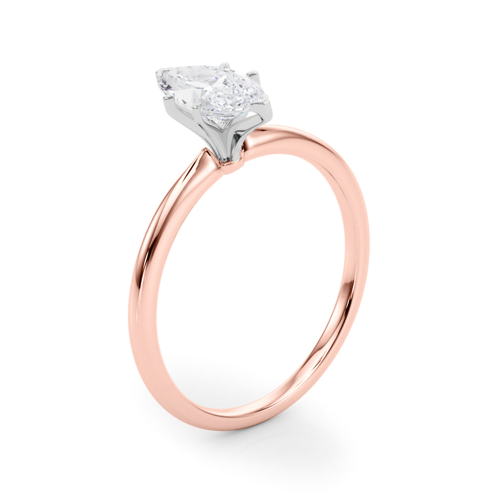 LUMEO Marquise Solitaire Diamond Engagement Ring Angle View in 18k Solid Rose Gold 