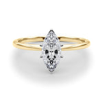 LUMEO Marquise Solitaire Diamond Engagement Ring Set in 18k Solid Yellow Gold 