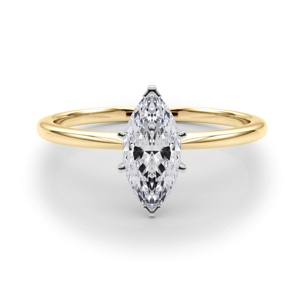 LUMEO Marquise Solitaire Diamond Engagement Ring Set in 18k Solid Yellow Gold 
