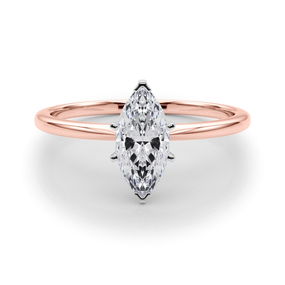 LUMEO Marquise Solitaire Diamond Engagement Ring Set in 18k Solid Rose Gold 