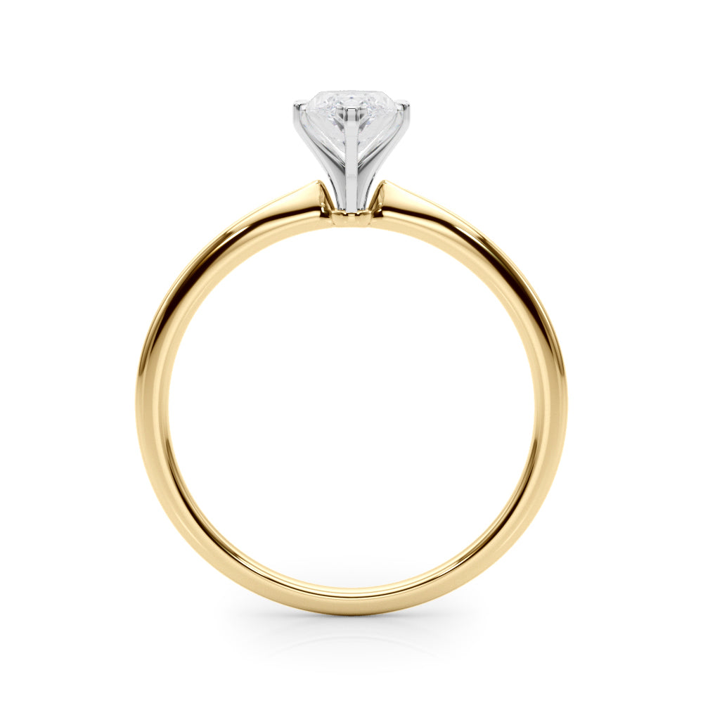 LUMEO Marquise Solitaire Diamond Engagement Ring Side View in 18k Solid Yellow Gold 