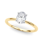 LUMEO Oval Solitaire Diamond Engagement Ring Front View in 18k Solid Yellow Gold 