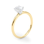 LUMEO Oval Solitaire Diamond Engagement Ring Angle View in 18k Solid Yellow Gold 