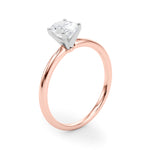 LUMEO Oval Solitaire Diamond Engagement Ring Angle View in 18k Solid Rose Gold 