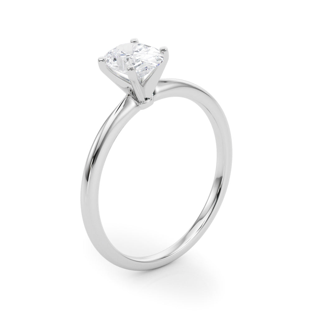LUMEO Oval Solitaire Diamond Engagement Ring Angle View in Platinum 