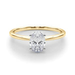 LUMEO Oval Solitaire Diamond Engagement Ring Set in 18k Solid Yellow Gold 