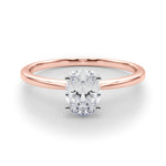 LUMEO Oval Solitaire Diamond Engagement Ring Set in 18k Solid Rose Gold 