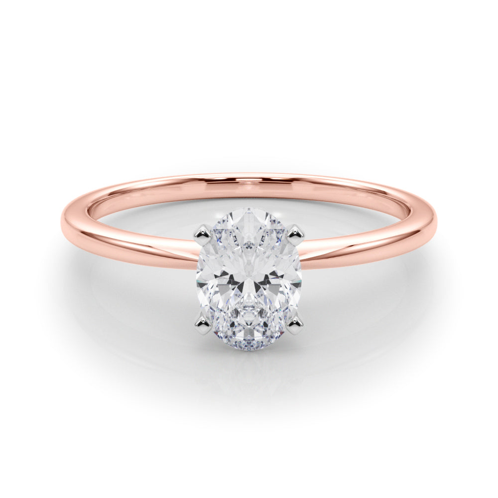 LUMEO Oval Solitaire Diamond Engagement Ring Set in 18k Solid Rose Gold 