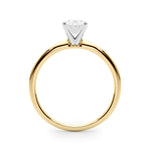 LUMEO Oval Solitaire Diamond Engagement Ring Side View in 18k Solid Yellow Gold 
