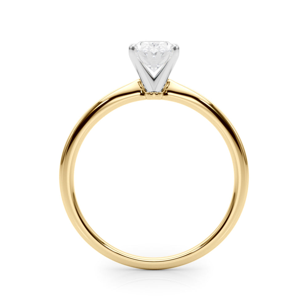 LUMEO Oval Solitaire Diamond Engagement Ring Side View in 18k Solid Yellow Gold 