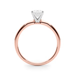 LUMEO Oval Solitaire Diamond Engagement Ring Side View in 18k Solid Rose Gold 