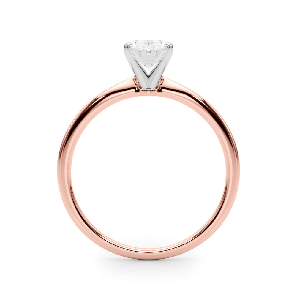 LUMEO Oval Solitaire Diamond Engagement Ring Side View in 18k Solid Rose Gold 