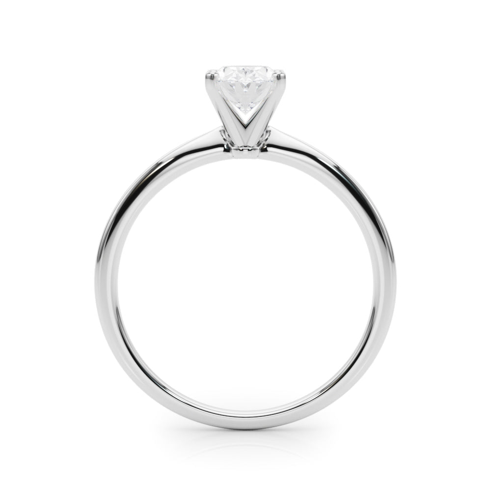 LUMEO Oval Solitaire Diamond Engagement Ring Side View in Platinum 
