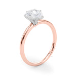 LUMEO Pear Solitaire Diamond Engagement Ring Angle View in 18k Solid Rose Gold 