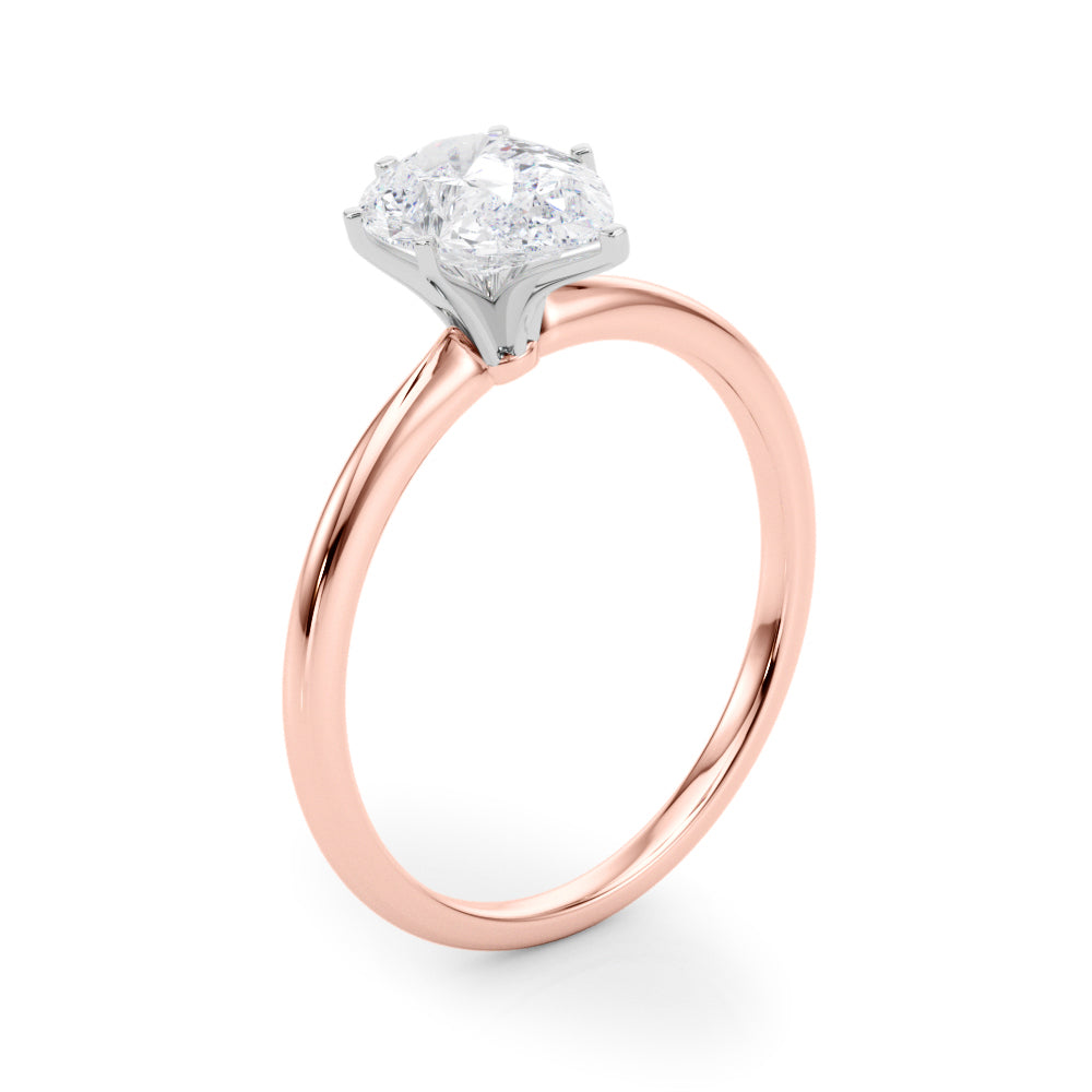 LUMEO Pear Solitaire Diamond Engagement Ring Angle View in 18k Solid Rose Gold 