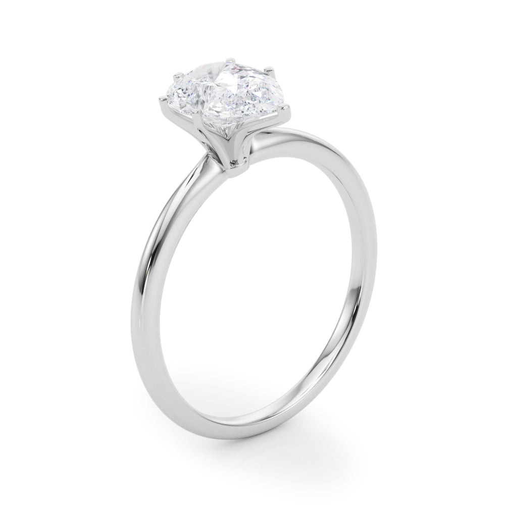 LUMEO Pear Solitaire Diamond Engagement Ring Angle View in Platinum 