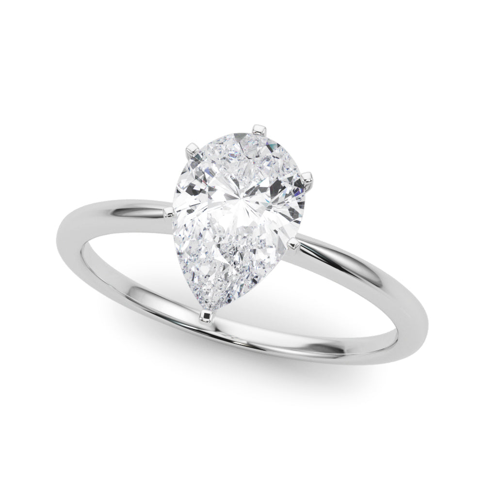 LUMEO Pear Solitaire Diamond Engagement Ring Front View in Platinum 