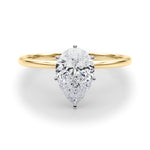 LUMEO Pear Solitaire Diamond Engagement Ring Set in 18k Solid Yellow Gold 