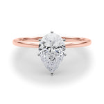 LUMEO Pear Solitaire Diamond Engagement Ring Set in 18k Solid Rose Gold 