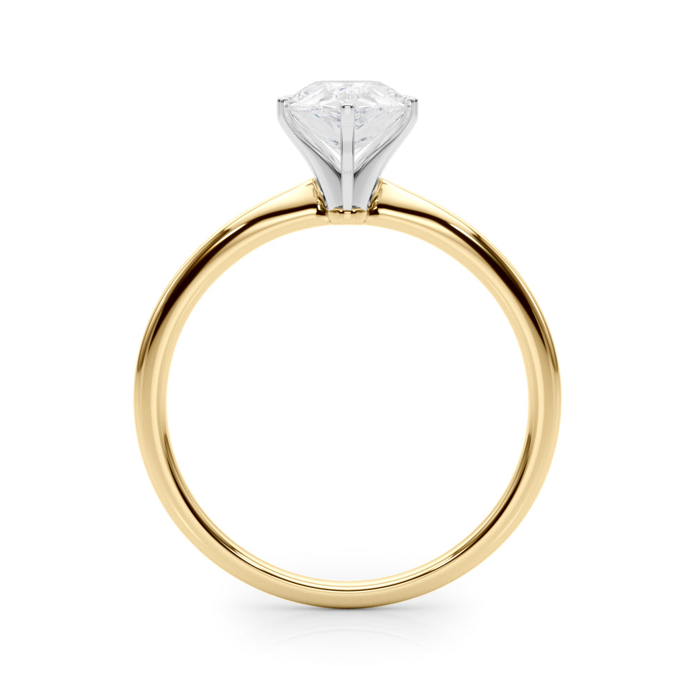 LUMEO Pear Solitaire Diamond Engagement Ring Side View in 18k Solid Yellow Gold 