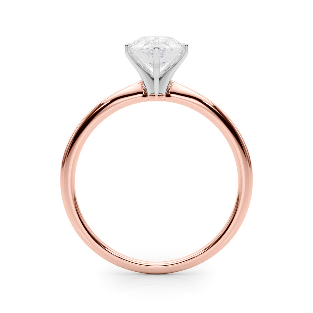 LUMEO Pear Solitaire Diamond Engagement Ring Side View in 18k Solid Rose Gold 