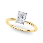 LUMEO Radiant Solitaire Diamond Engagement Ring Front View in 18k Solid Yellow Gold 