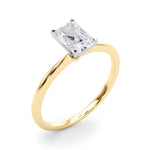 LUMEO Radiant Solitaire Diamond Engagement Ring Angle View in 18k Solid Yellow Gold 