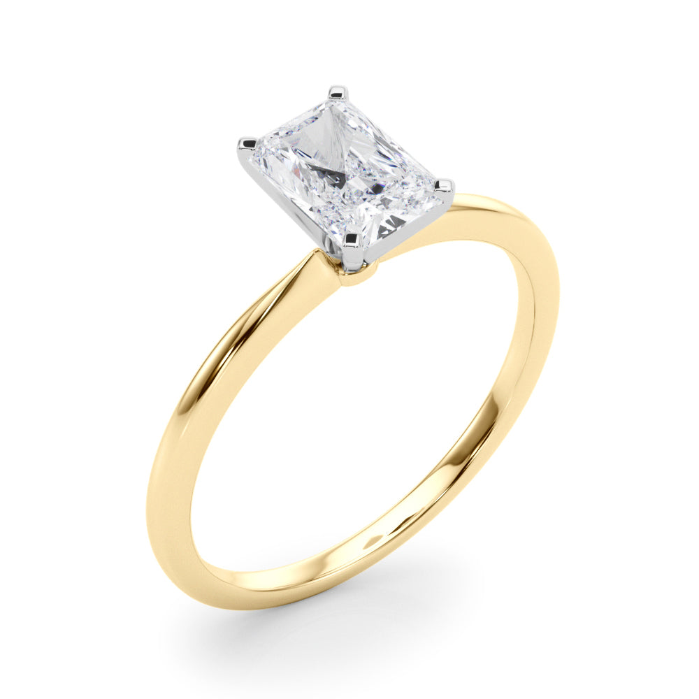 LUMEO Radiant Solitaire Diamond Engagement Ring Angle View in 18k Solid Yellow Gold 
