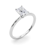 LUMEO Radiant Solitaire Diamond Engagement Ring Angle View in Platinum 
